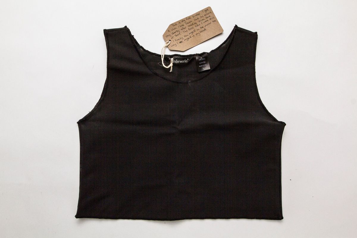 A black chest binder.