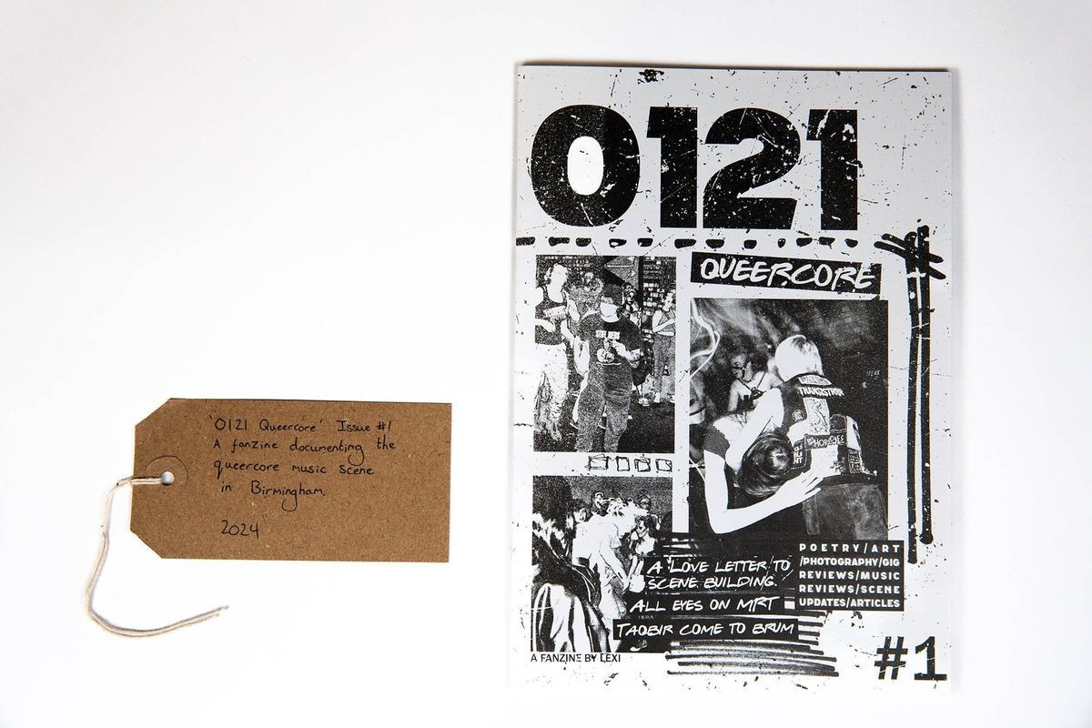 The image shows "0121 Queercore" fanzine, documenting Birmingham's queercore.