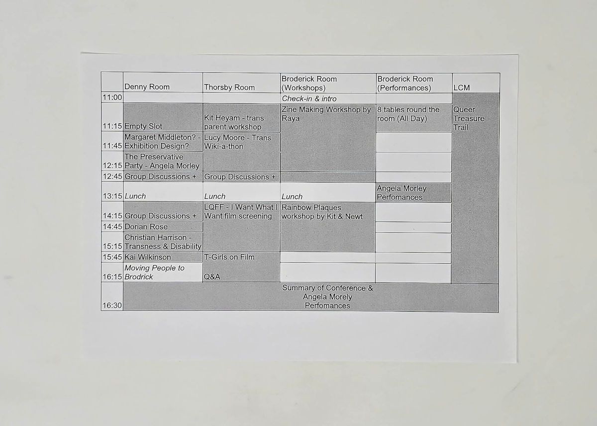 A black and white copy of a programme of events for a 50th Anniversary workshop