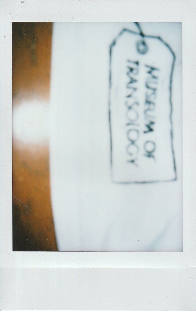 The image shows a blurred white tag labeled "Museum of Transology".
