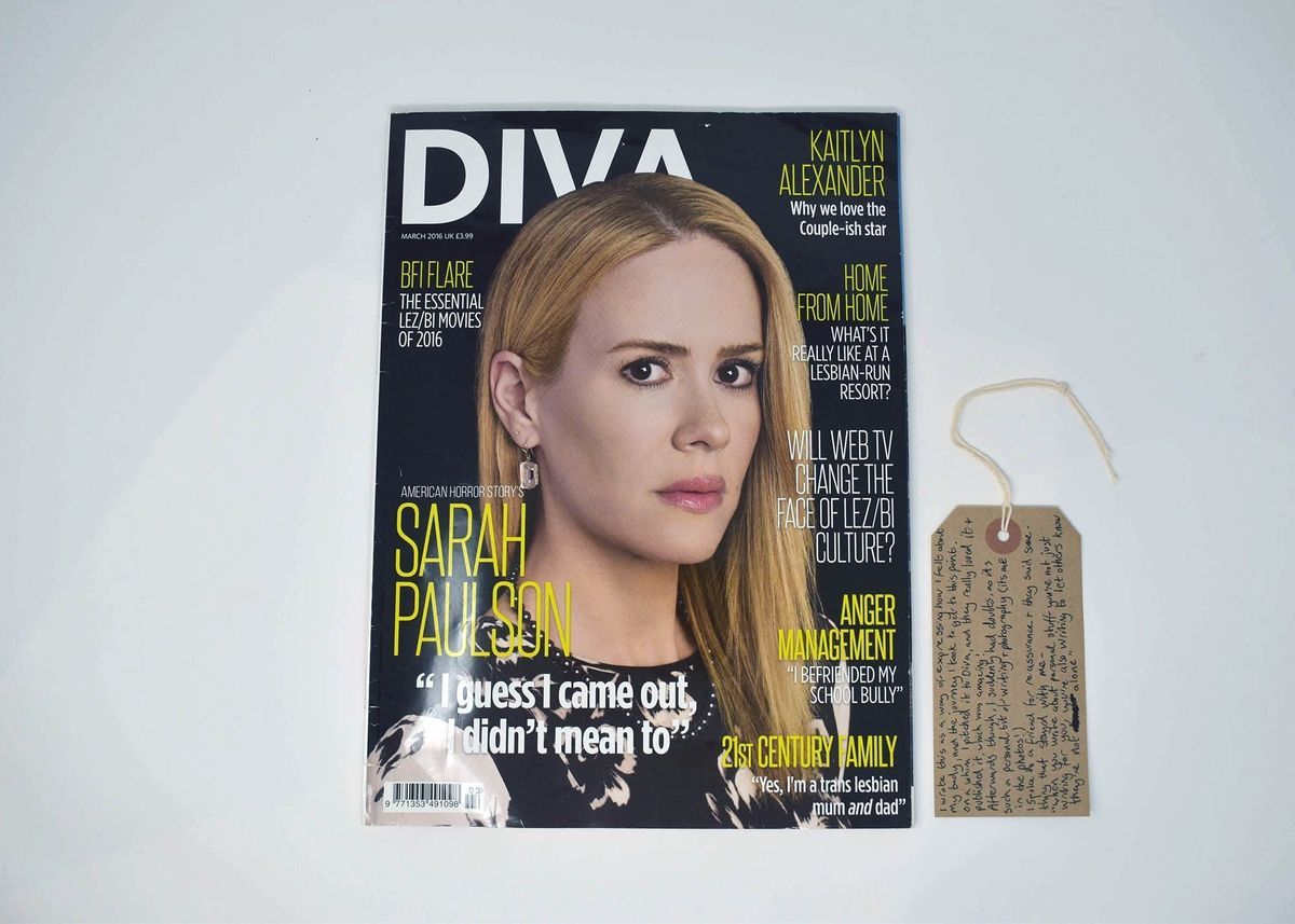 Front cover of "Diva" magazine featuring an image of Sarah Paulson.