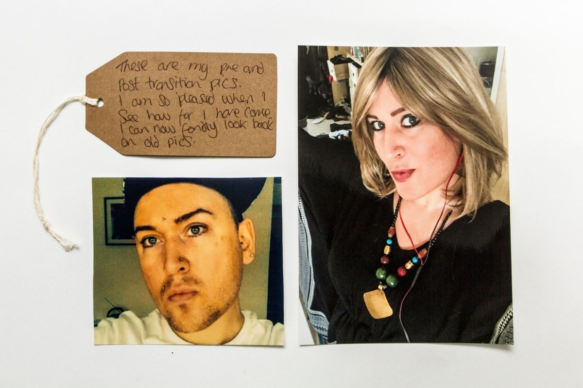 Two photographs, pre and post transition.