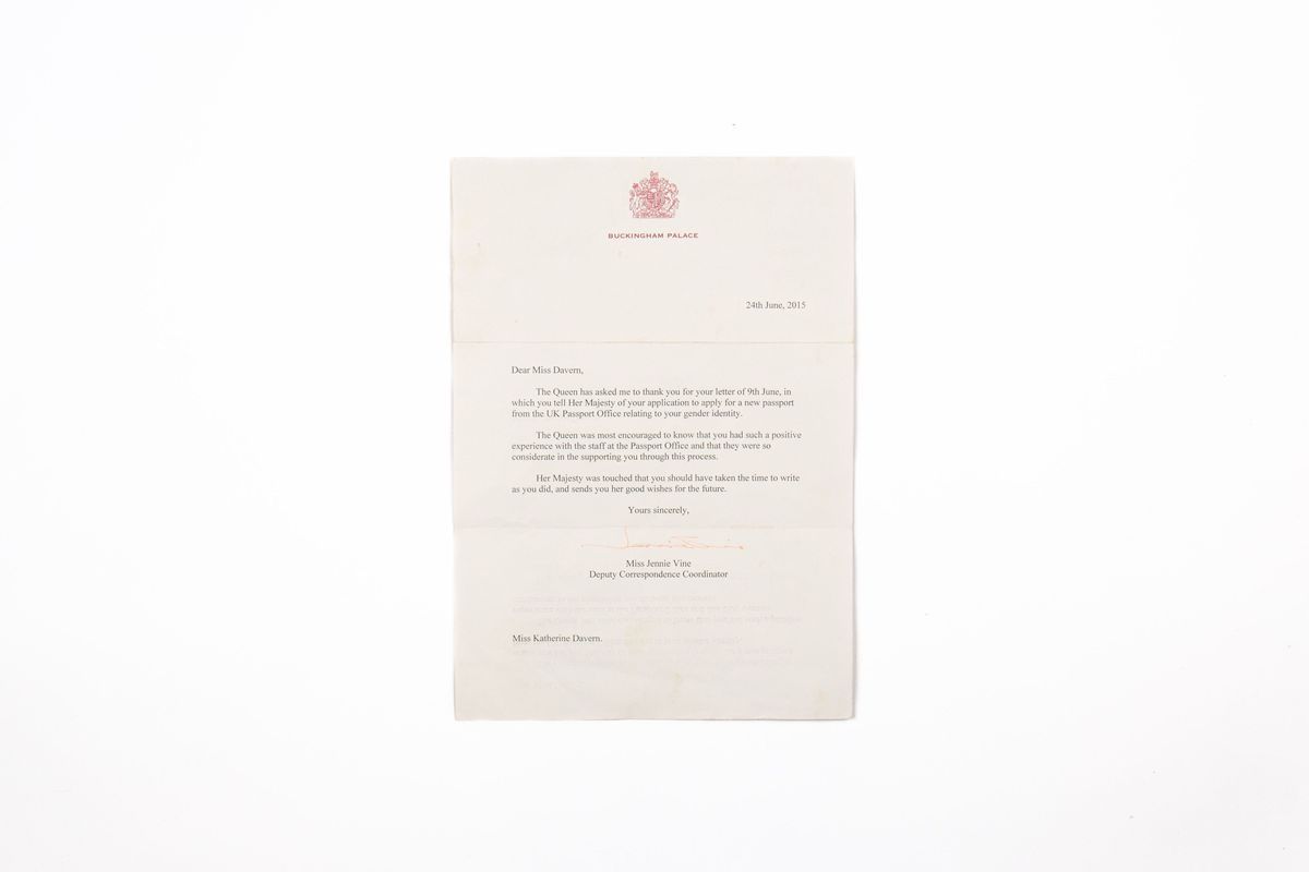 Letter from Buckingham Palace and four loose letters.