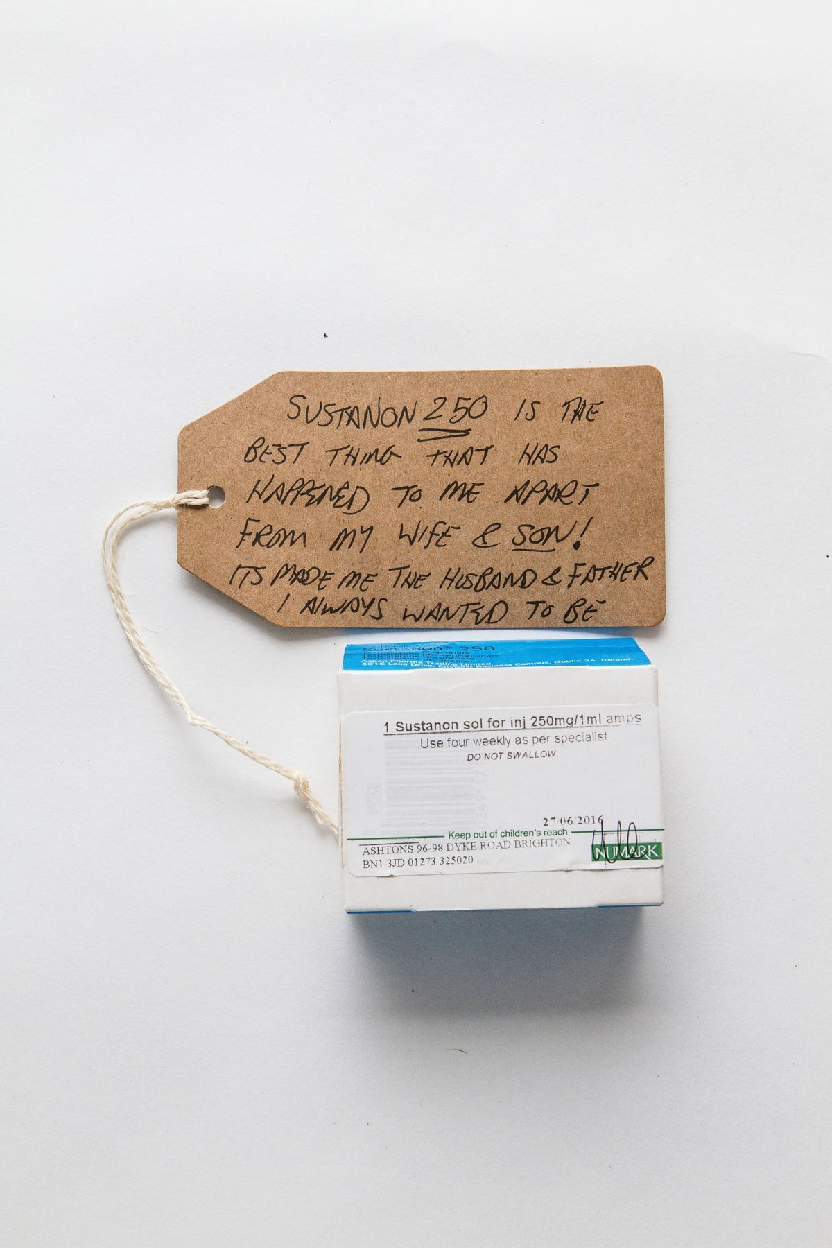 Card "Sustanon" prescription box.