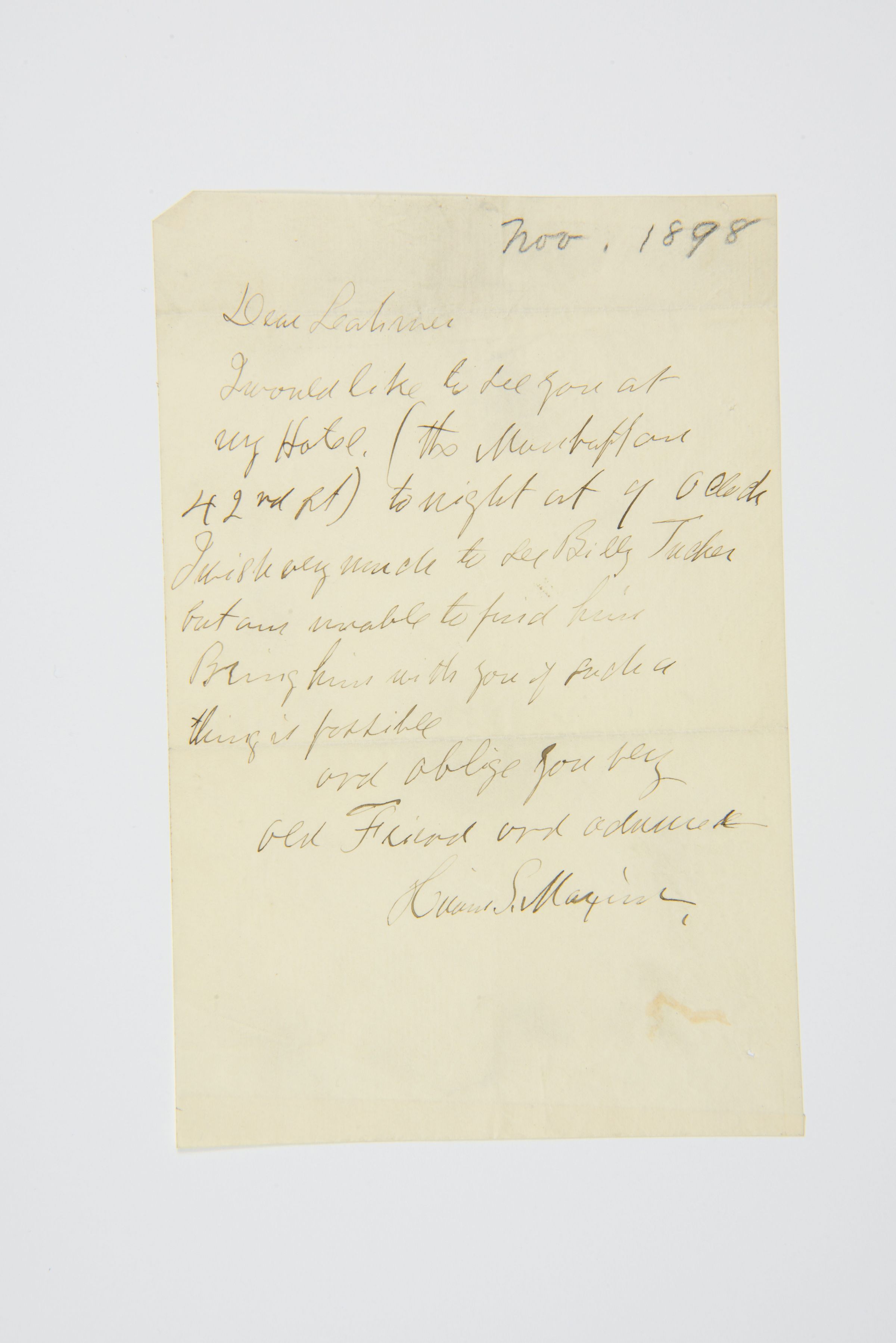 Letter to Lewis Latimer from Hiram S. Maxim – November 1898 Letter picture number 1