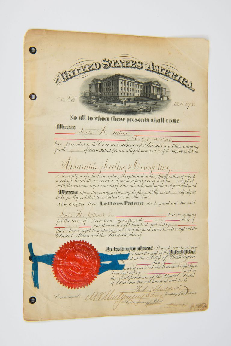 Patent Certificate for Louis H. Latimer’s 