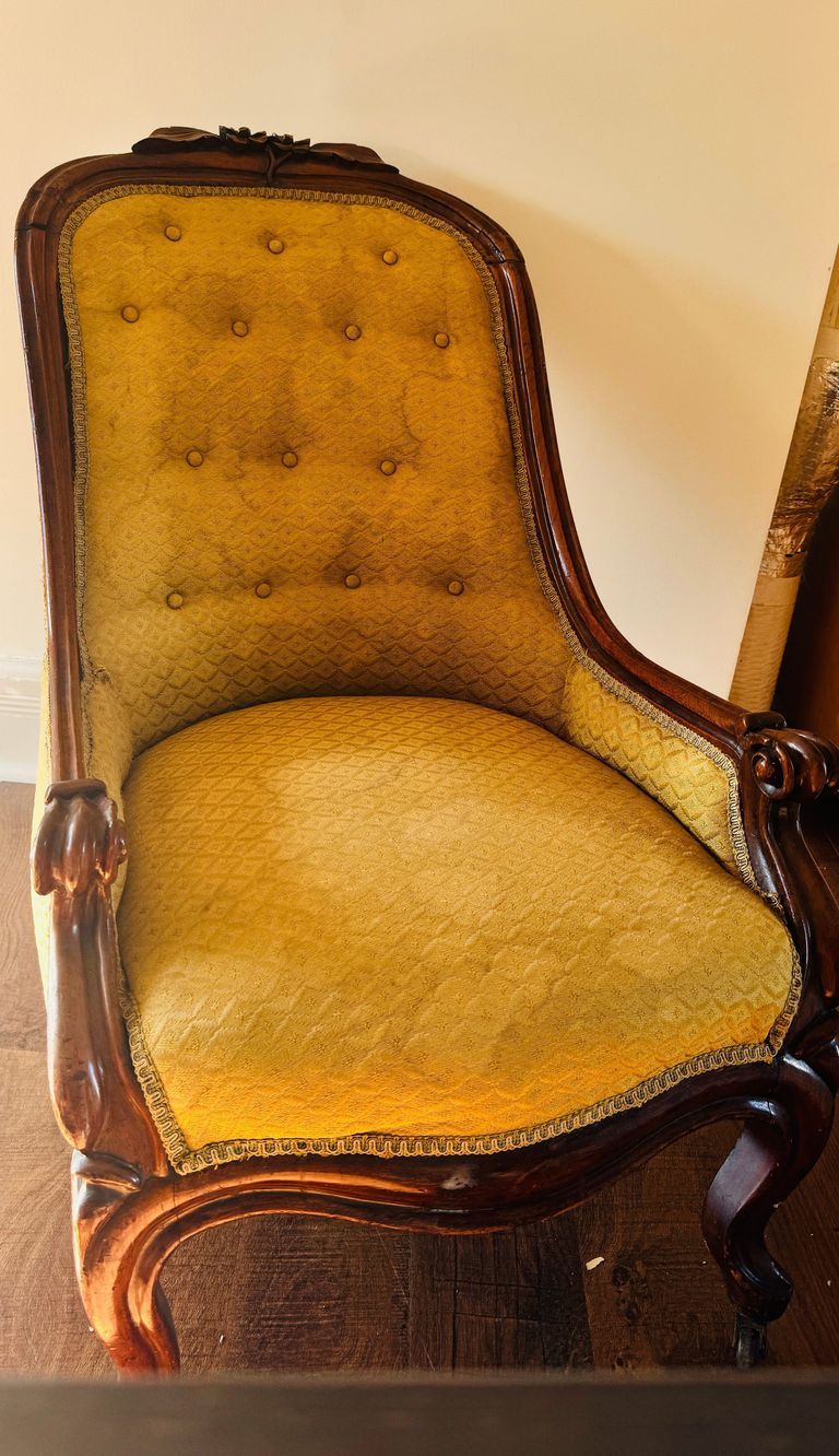 Victorian-Style Slipper Armchair Upholstered Chair from Lewis Latimer's Home picture number 1