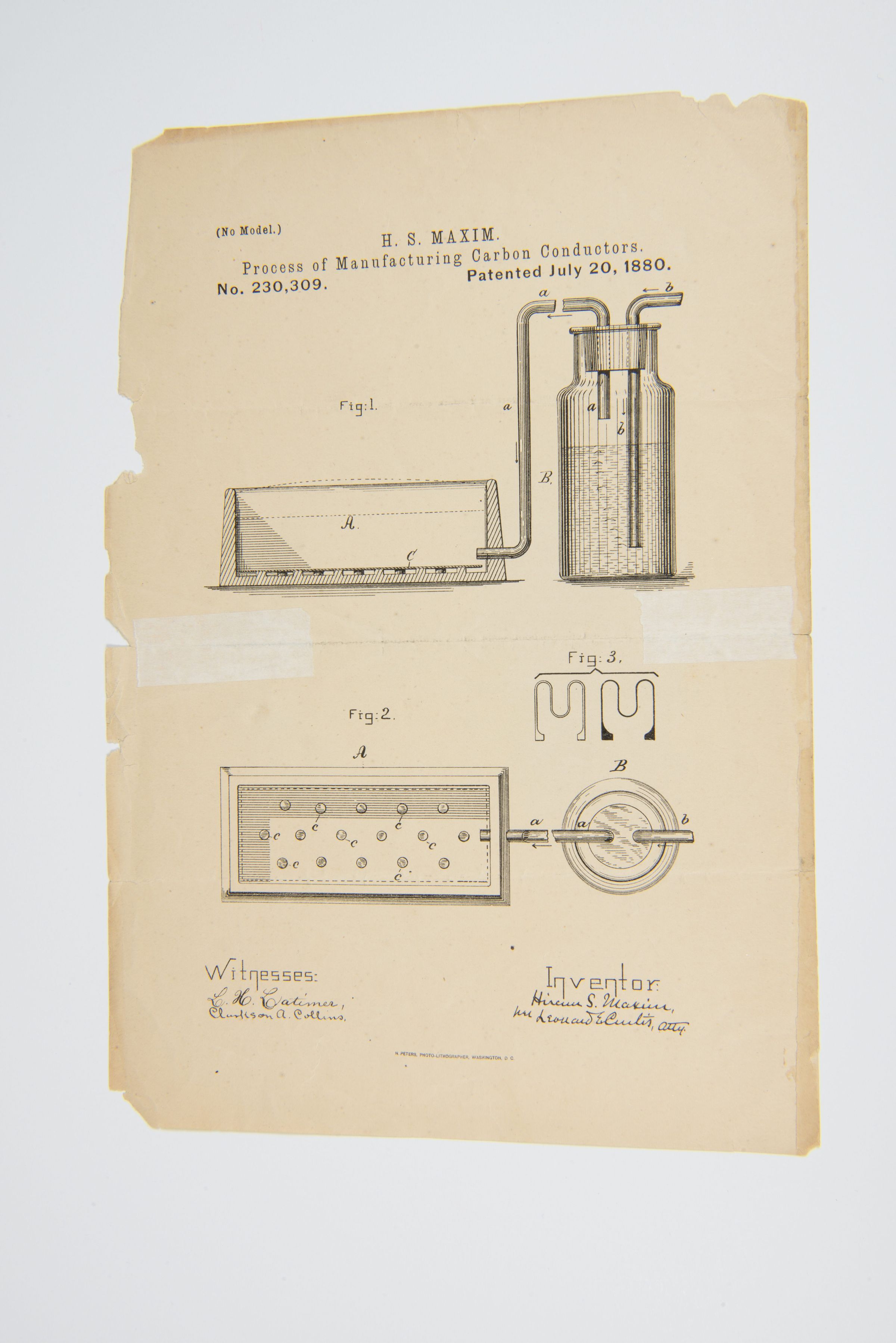 Patent Diagram – Process of Manufacturing Carbon Conductors by Hiram S. Maxim picture number 1