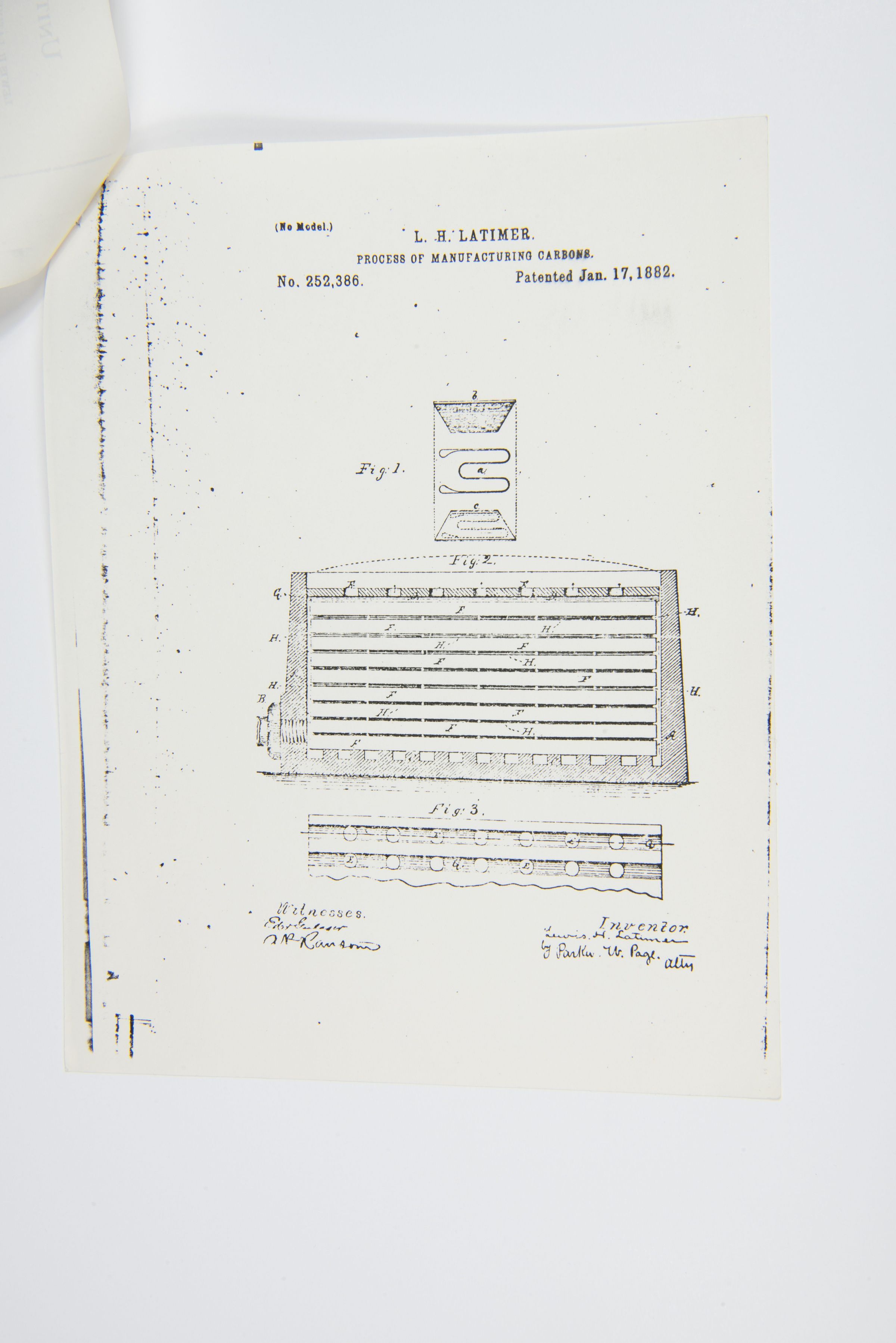 Lewis H. Latimer Patent – Process of Manufacturing Carbons (No. 252,386), January 17, 1882 picture number 1