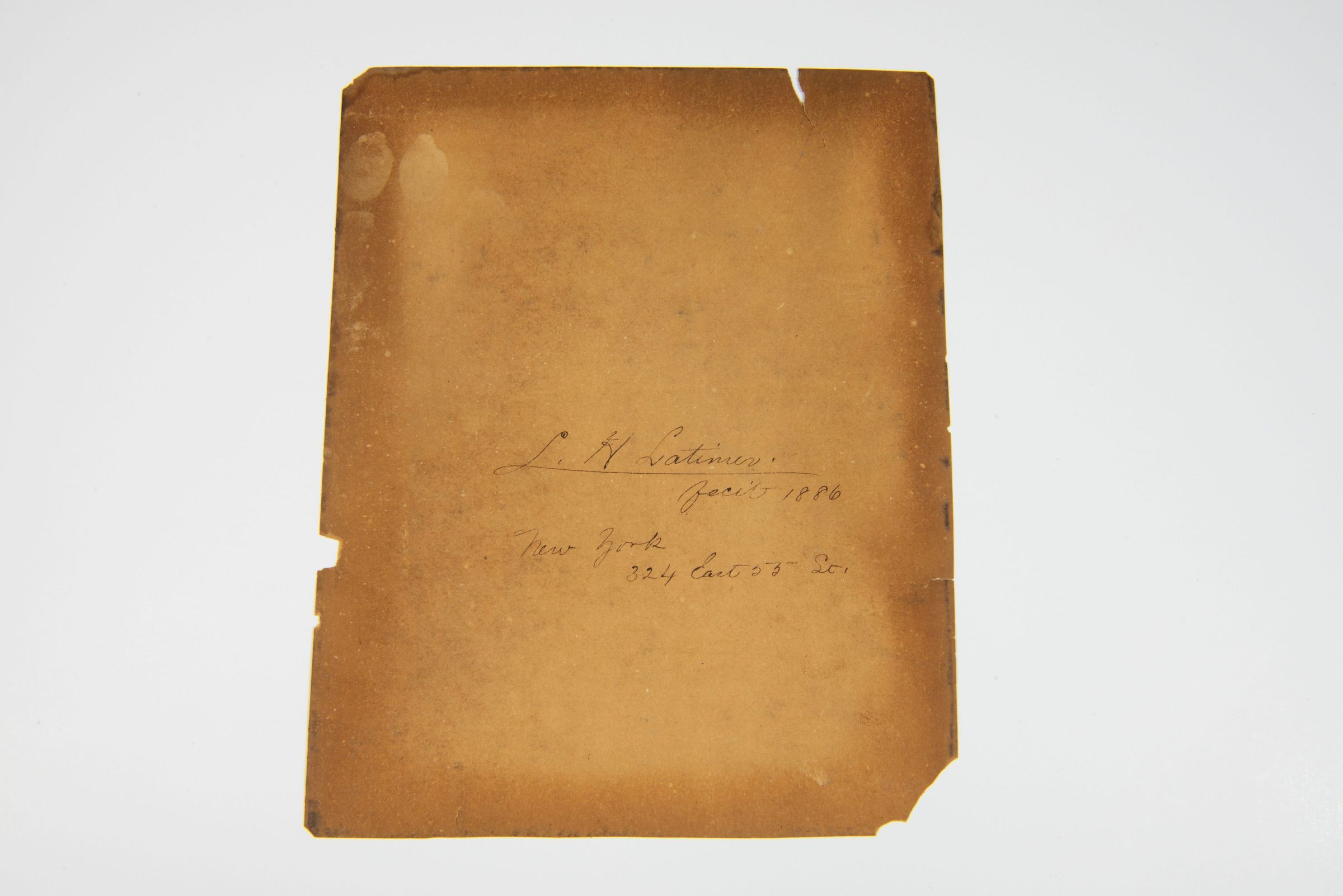 Document Cover Page Inscribed with Lewis H. Latimer’s Name and Address picture number 1