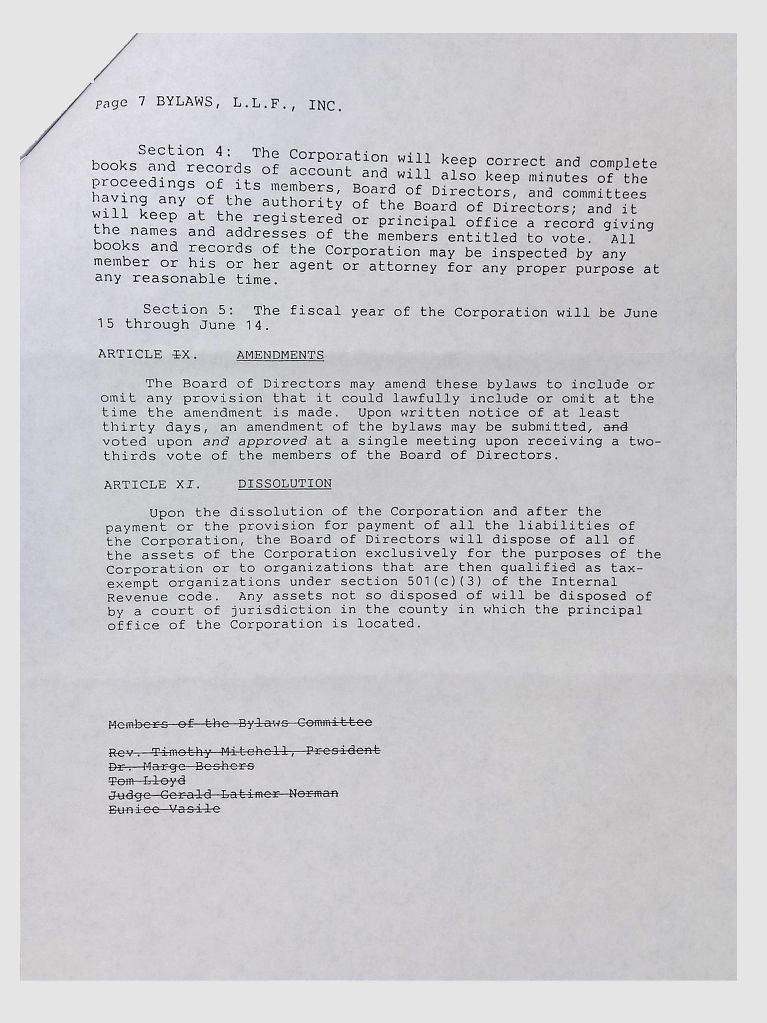 By-laws, (1 folder, 1996) picture number 1