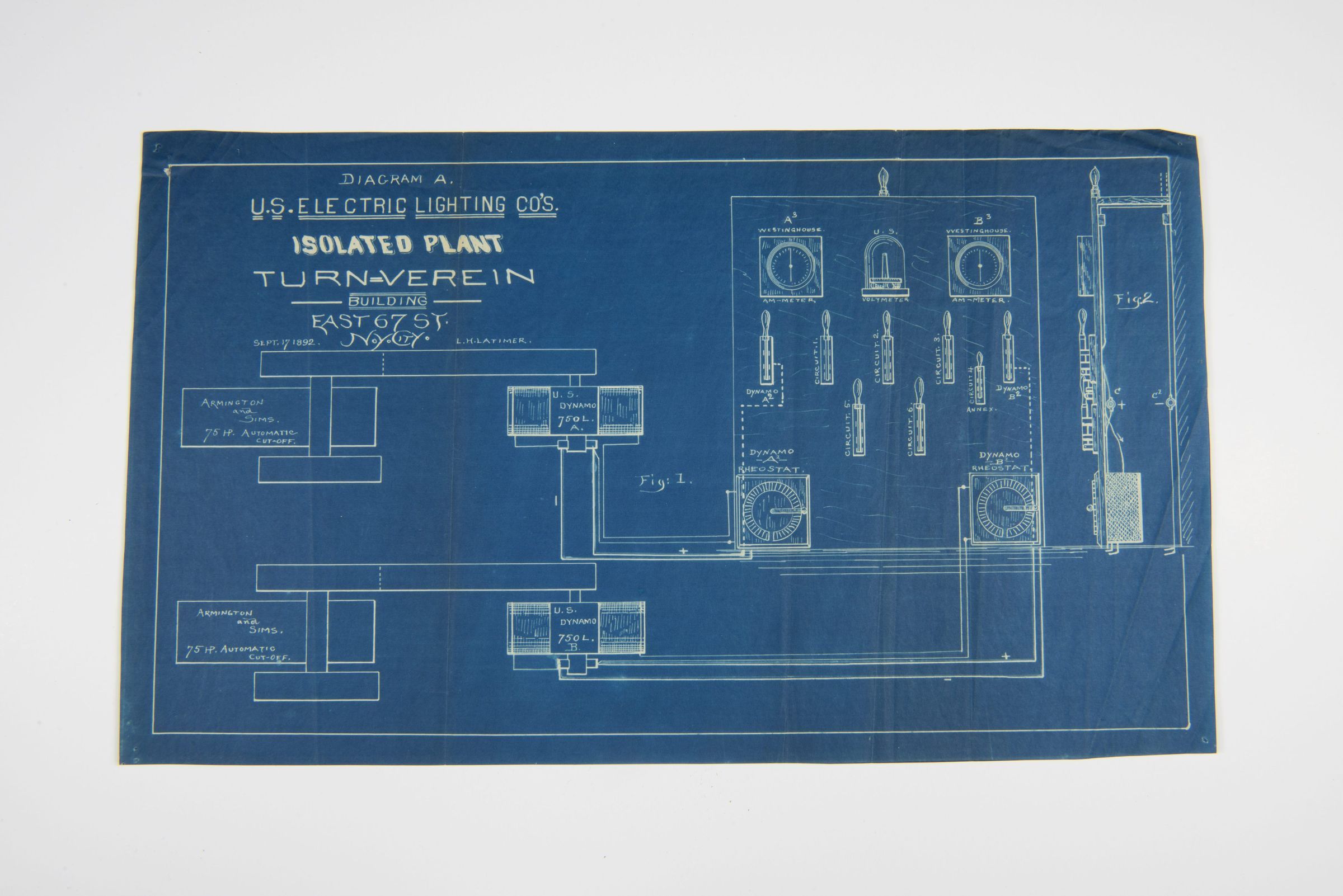 Blueprint of U.S. Electric Lighting Co.'s Isolated Plant – Turn-Verein Building picture number 1