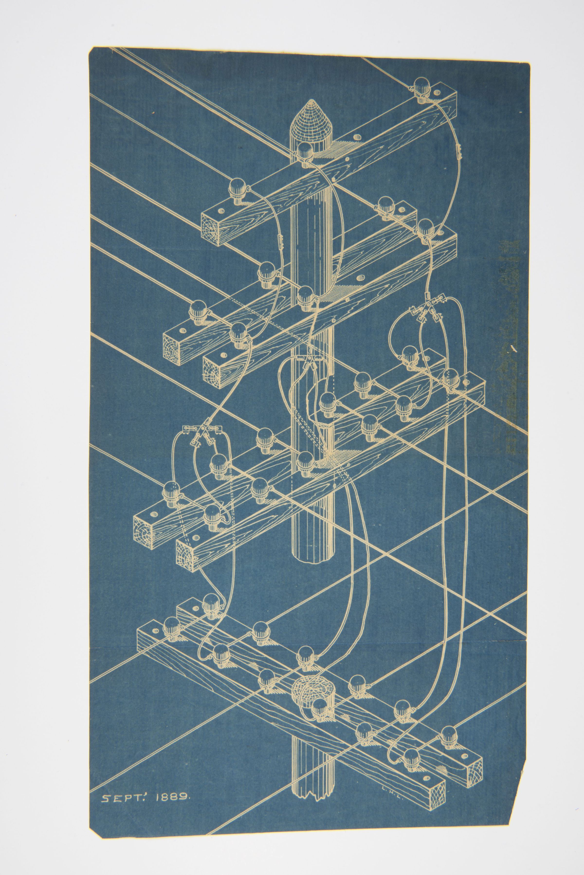 Blueprint of Telegraph Pole Wiring System (September 1889) picture number 1