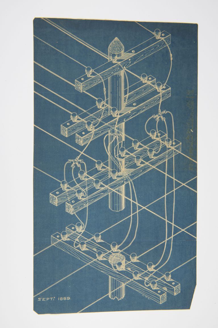Blueprint of Telegraph Pole Wiring System (September 1889) picture number 1