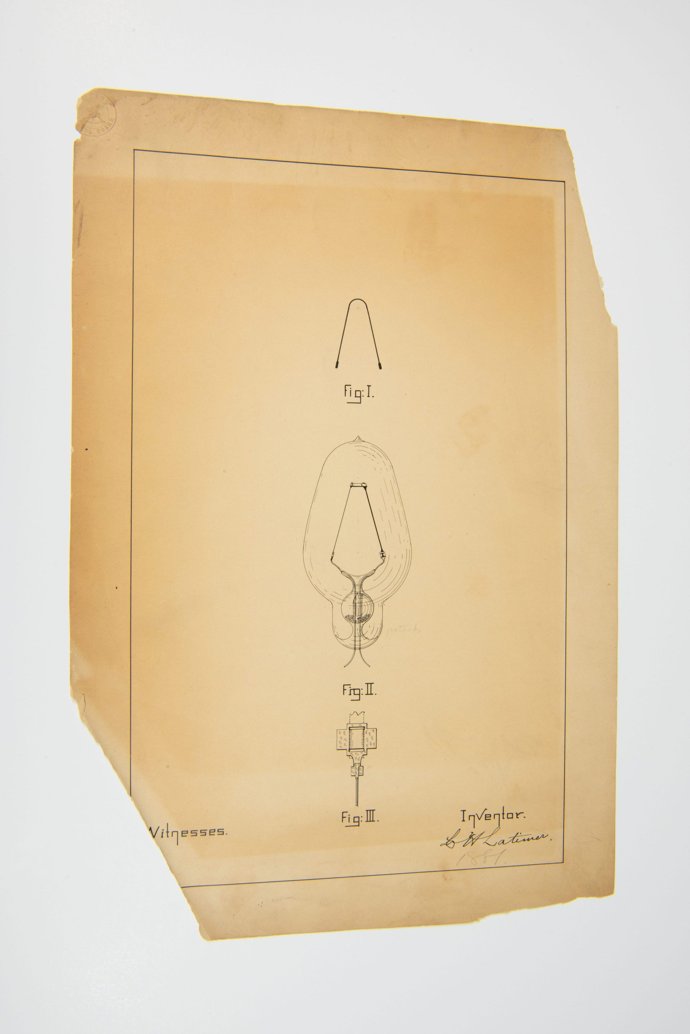 Patent Drawing of Light Bulb Filament Design by Lewis H. Latimer (1881) picture number 1