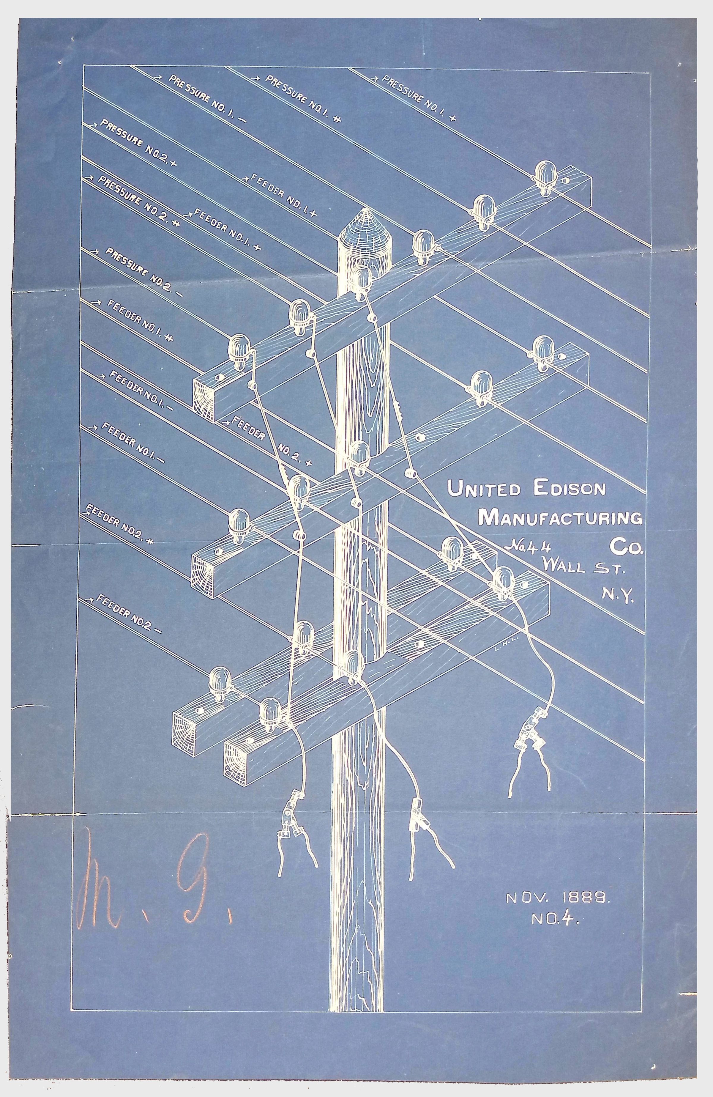 Blueprint of Telegraph Electric Pole Wiring – United Edison Manufacturing Co. picture number 1