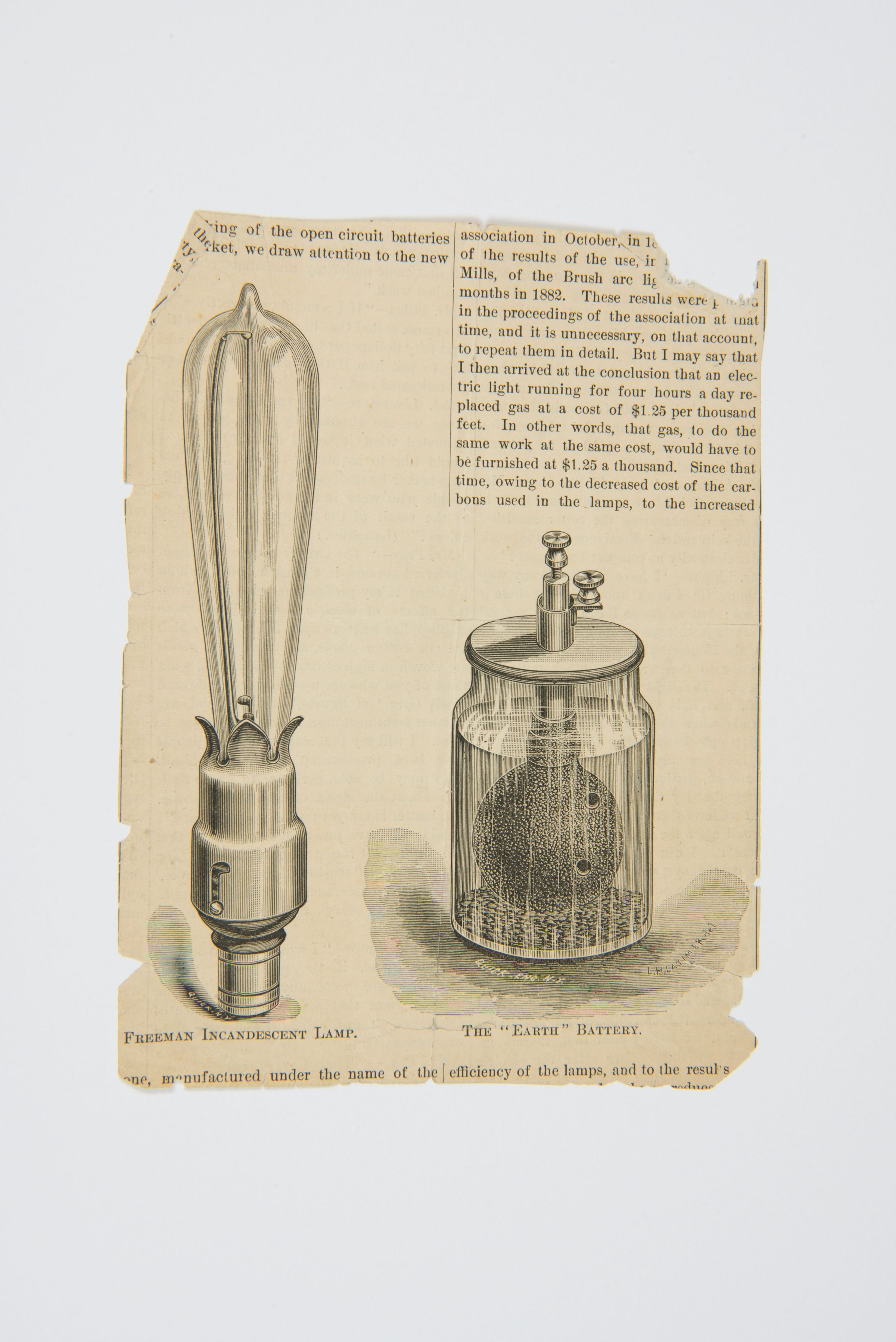 Freeman Incandescent Lamp and 'Earth' Battery – Newspaper Clipping picture number 1