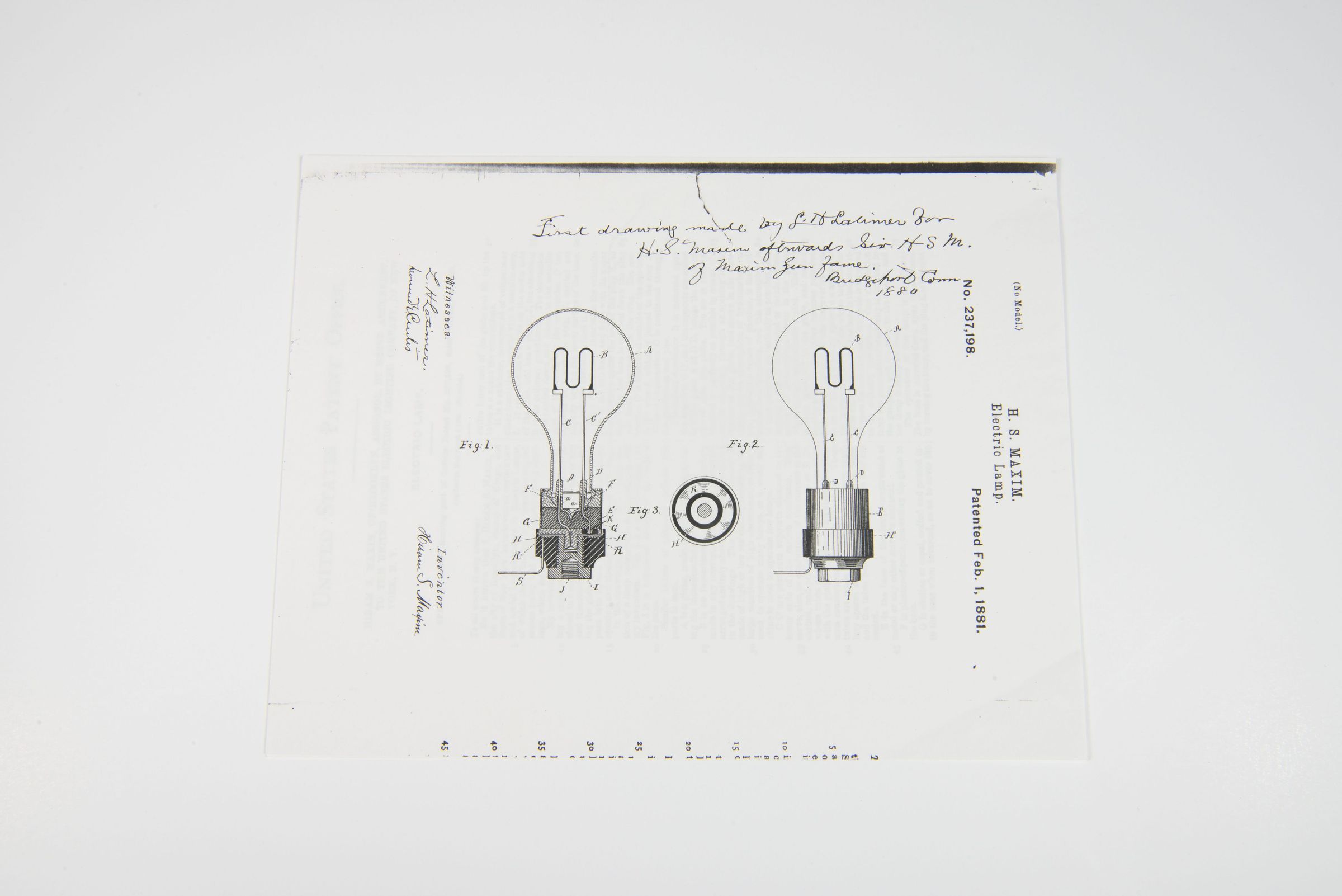 Patent Drawing of an Electric Lamp – Drawn by Lewis H. Latimer picture number 1