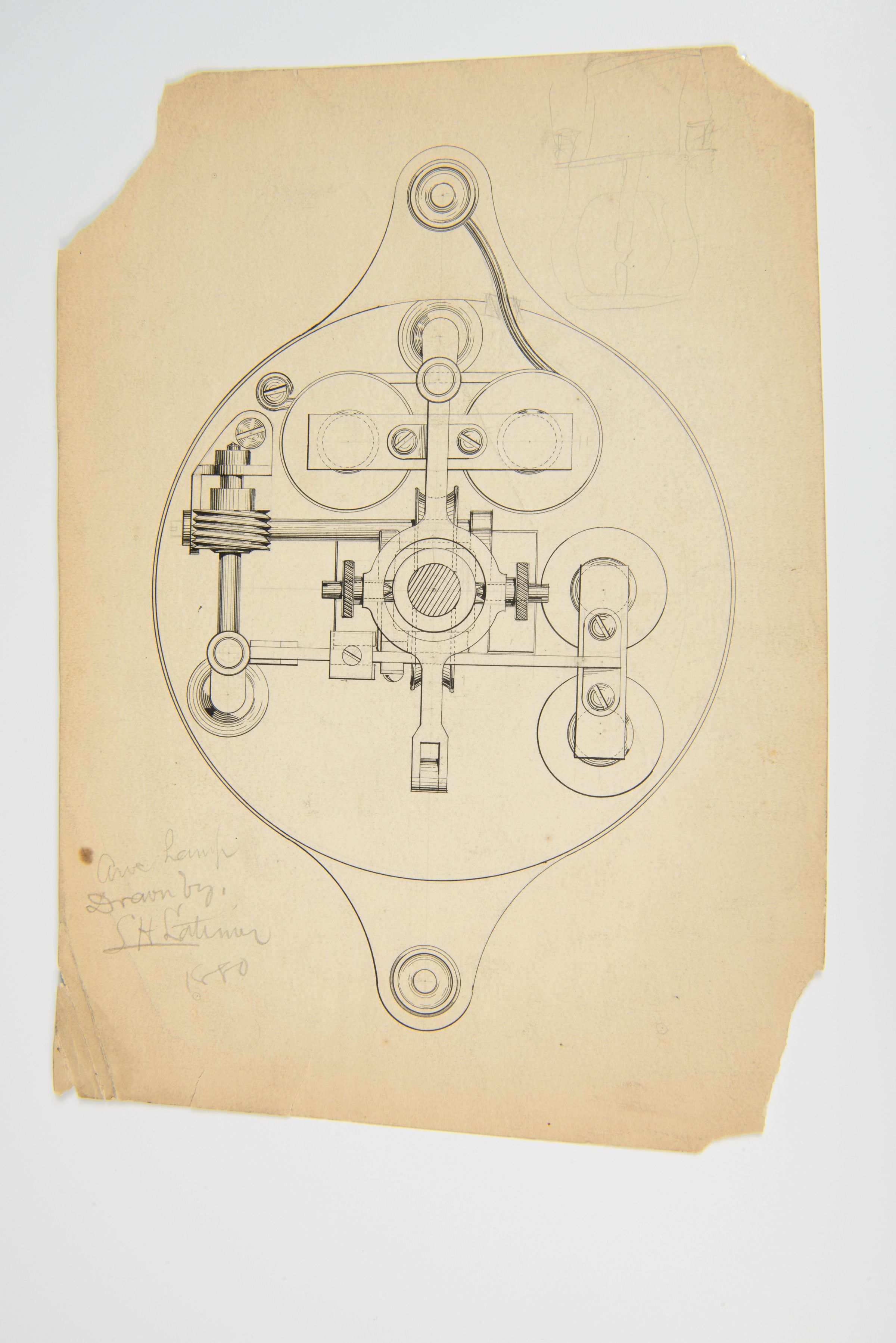 Technical Drawing of an Arc Lamp Mechanism by Lewis H. Latimer (1880) picture number 1