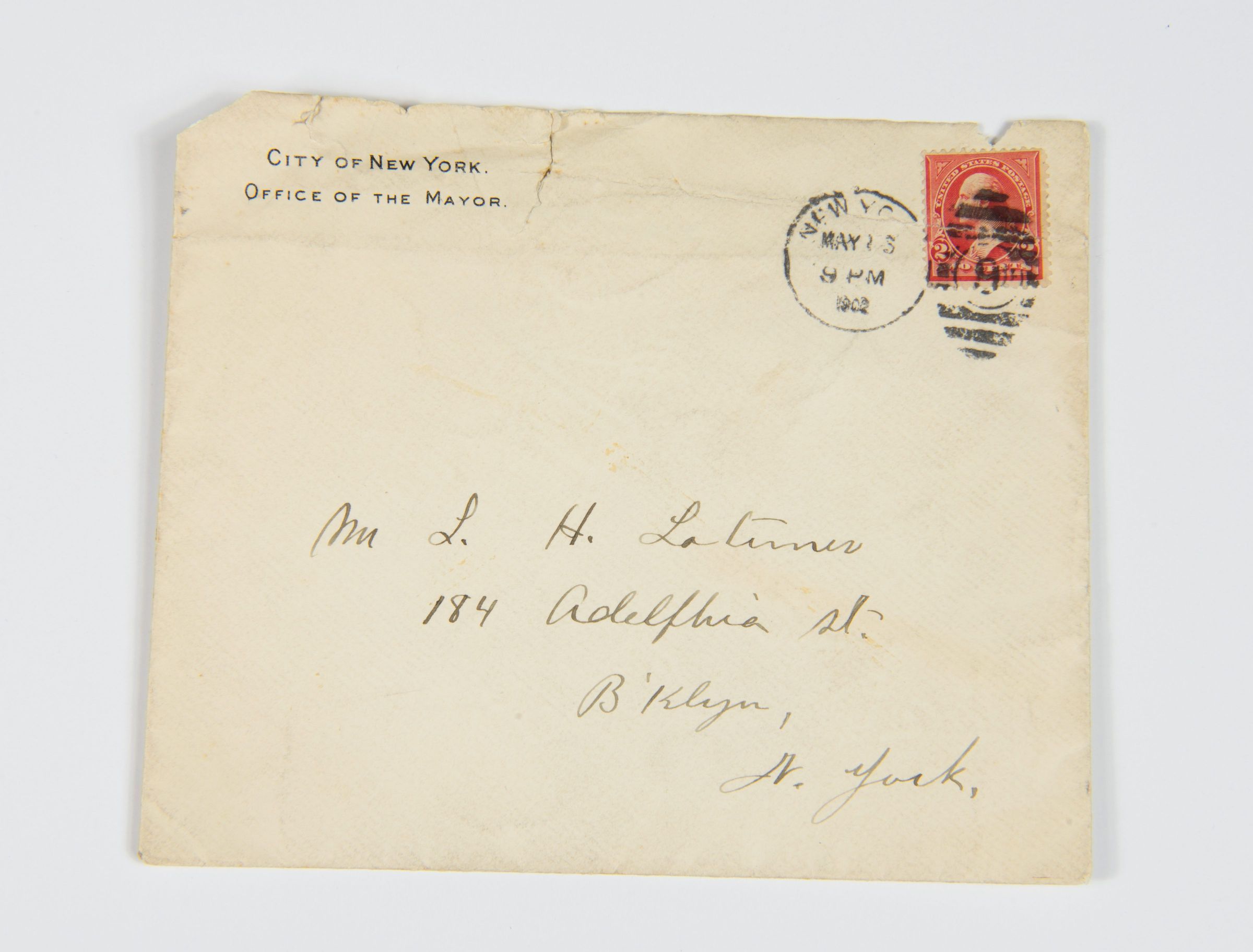 Envelope from the Office of the Mayor, City of New York to Lewis H. Latimer picture number 1