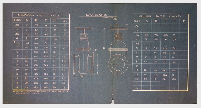 Blueprint of Standard Gate Valves – Chapman and Jenkins Models picture number 1
