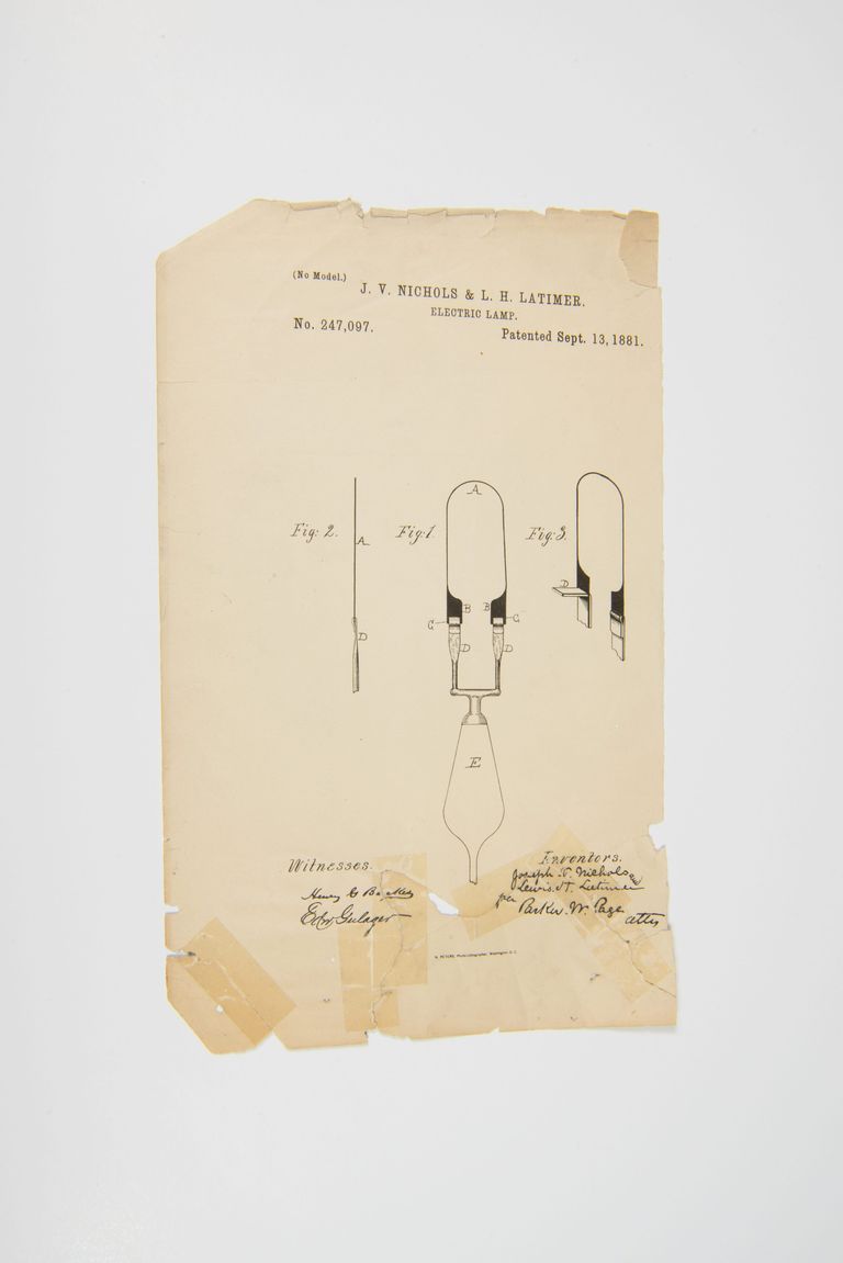 Patent for Electric Lamp by J.V. Nichols & L.H. Latimer picture number 1