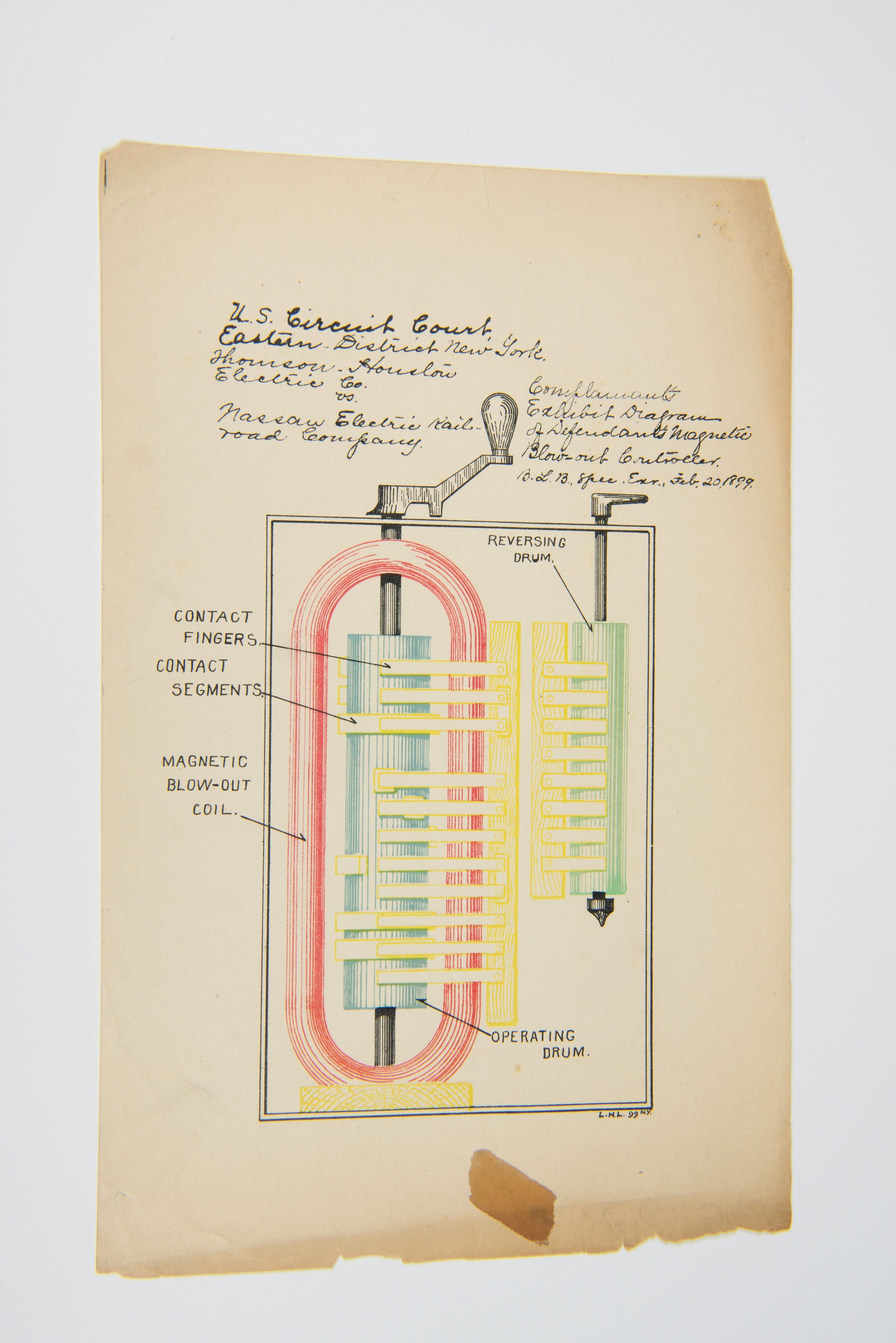 Exhibit Diagram of Defendant’s Magnetic Blow-Out Controller – U.S. Circuit Court Case, 1899 picture number 1