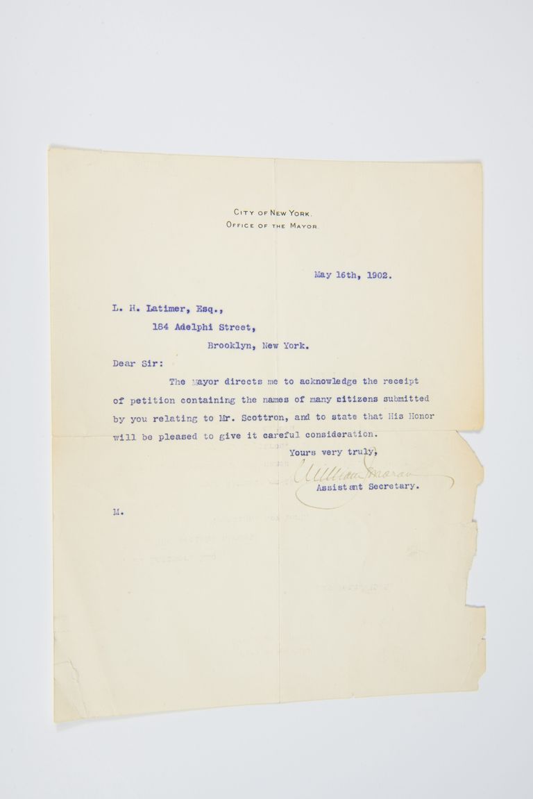 Letter from the Office of the Mayor to Lewis H. Latimer picture number 1