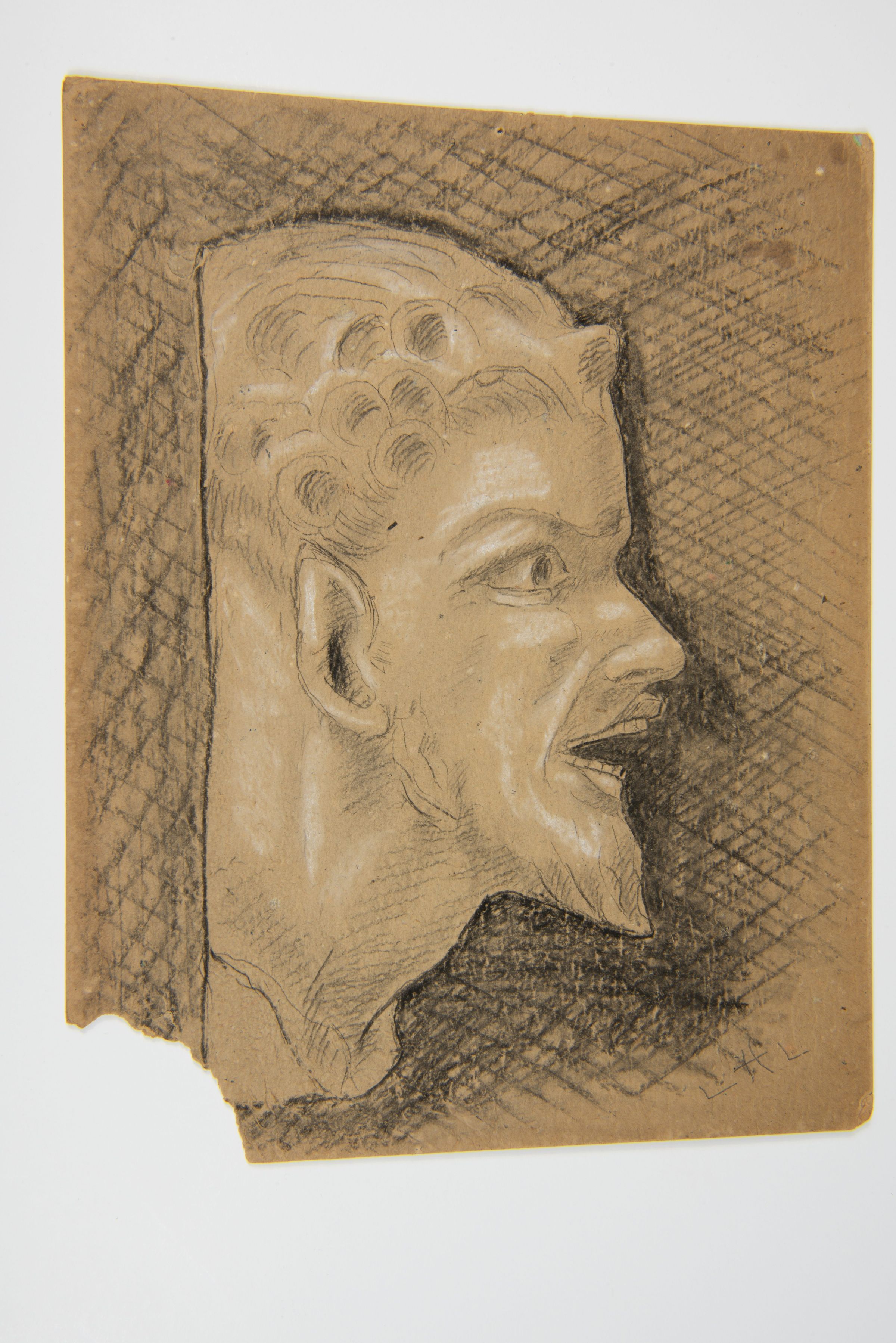 Charcoal Sketch of a Stylized Male Face picture number 1