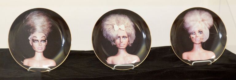 Ceramic plate with photo of dolled-up Barbie doll