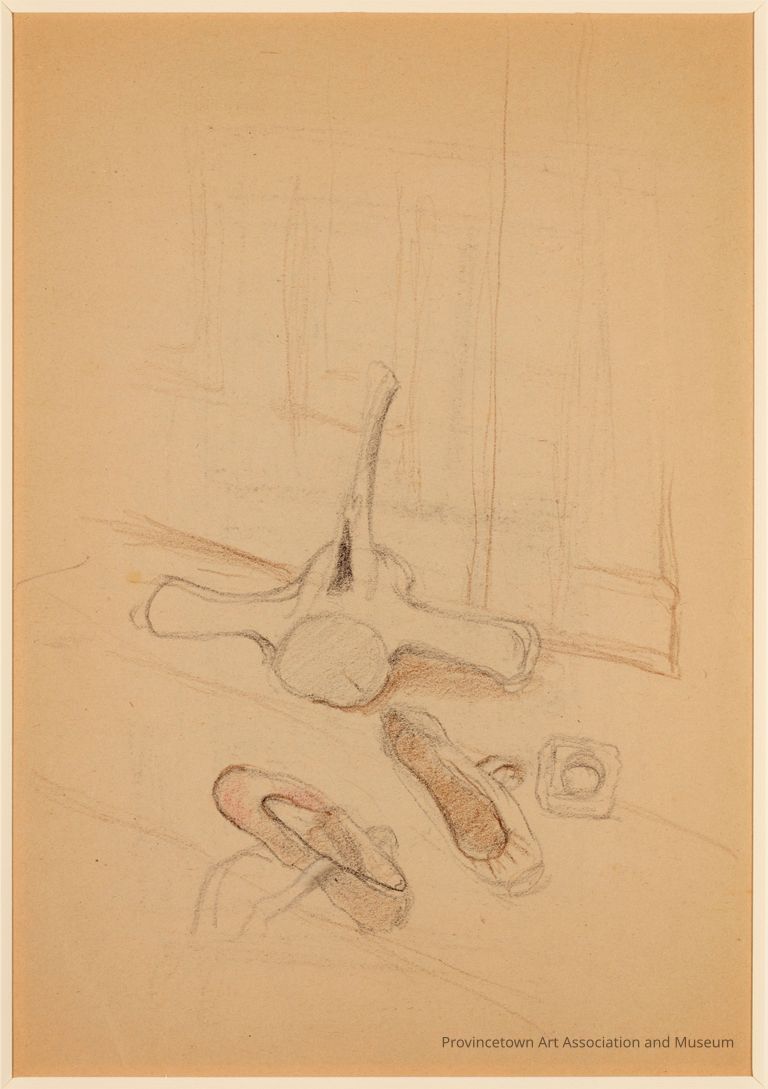 Recto: Untitled (Study of Ballet Slippers and Whale Vertebra); Verso: Untitled (Study of Landscape Through Window, Clothesline and Hills)