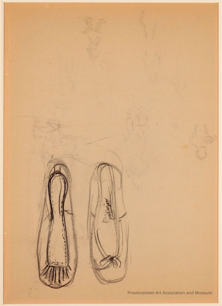 Recto: Untitled (Study of Ballet Slippers, One Seen from Top, One Seen from Bottom); Verso: Untitled (Study of Bench in Front of Window with View of Sea)