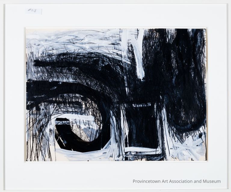Black and white abstract, hatch marks and swirls