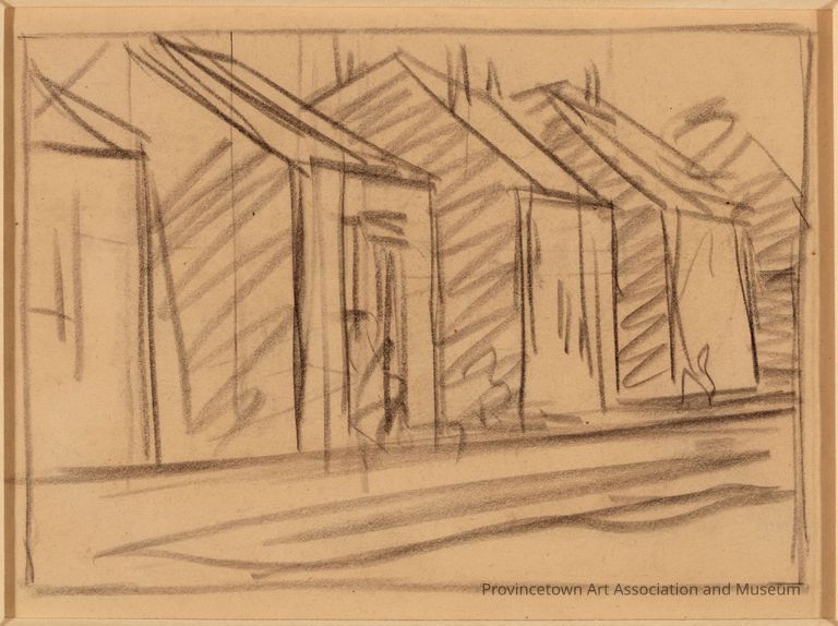 Recto: Untitled (Study of Five Small Buildings, likely for Sea Watchers); Verso: Untitled (Study of Two Small Buildings, likely for Sea Watchers)