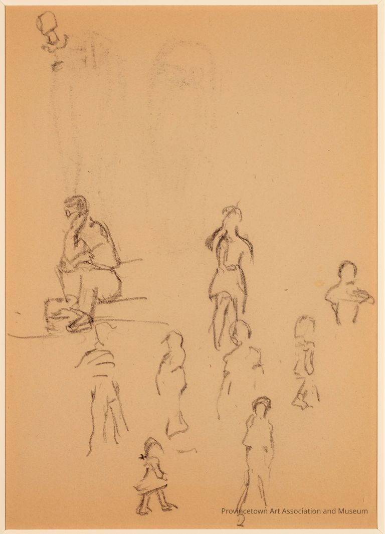 Recto: Untitled (Study of Nine Figures); Verso: Untitled (Study of Lamp on Table with Landscape View Outside Window)