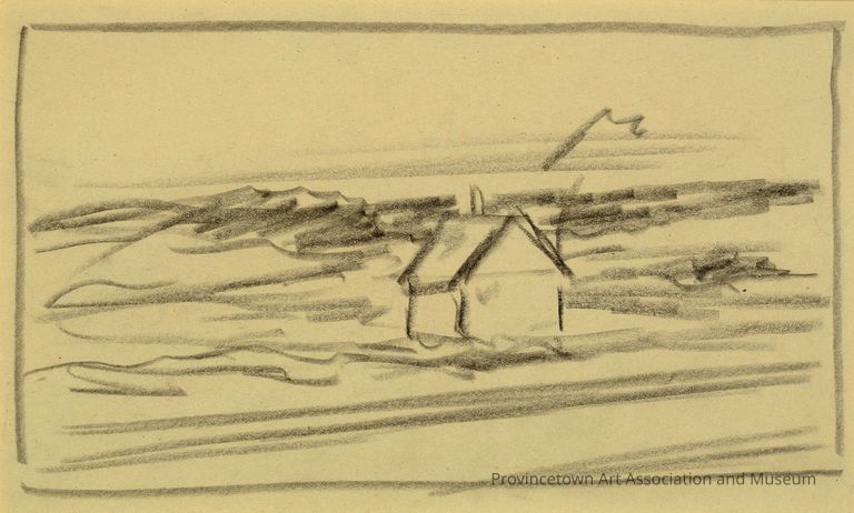 Recto: Untitled (Study of Landscape with Lone House and Ocean in Background); Verso: Untitled (Study of Two-Story House with Garage)