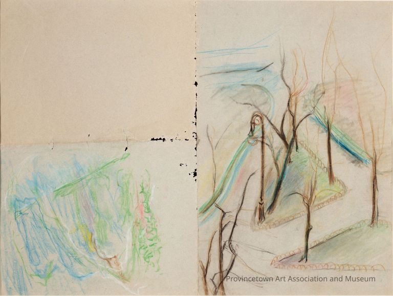 Recto: Untitled (Study of Pathway Along Water with Street Lamp); Verso: Untitled (Study of Landscape with Ocean, inscribed "NEA")