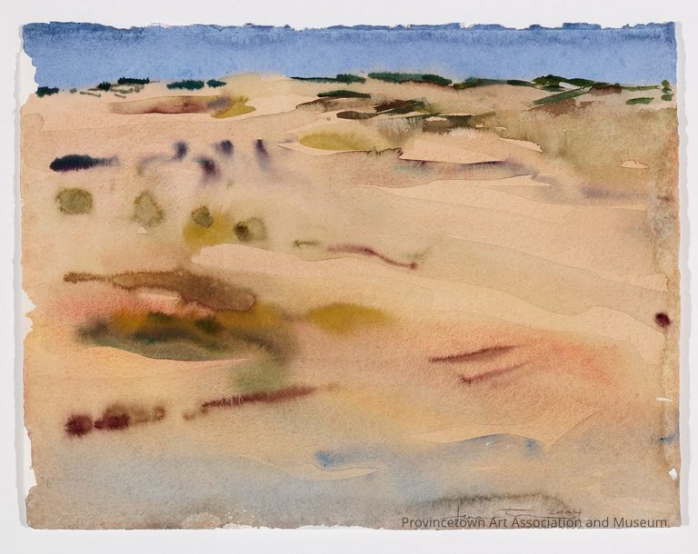 Watercolor composition of sand and sky