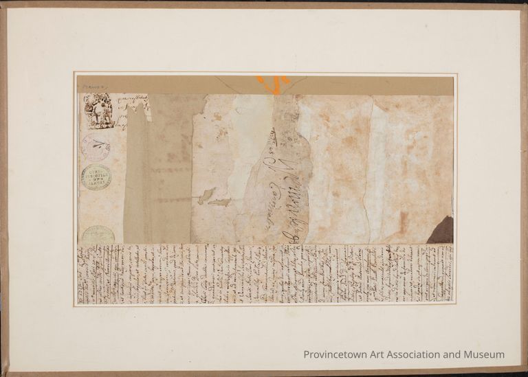 Collage work with beige tones and writing