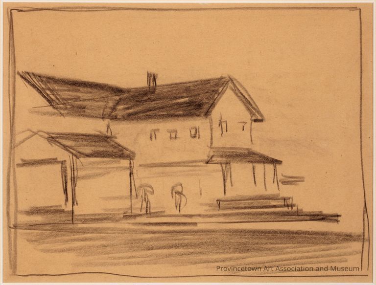Recto: Untitled (Study of Two-Story Building with Porch); Verso: Untitled (Study of Small House with Foot in Sky)