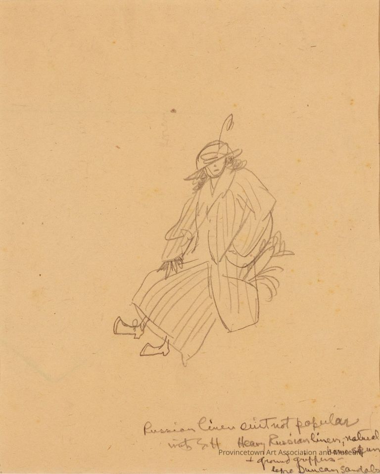 Untitled (Sketch of Seated Figure, with inscription about "Russian Linen Suit")