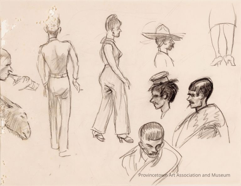 Untitled (Study of Assorted Figures and Heads, Some in Central American Attire)