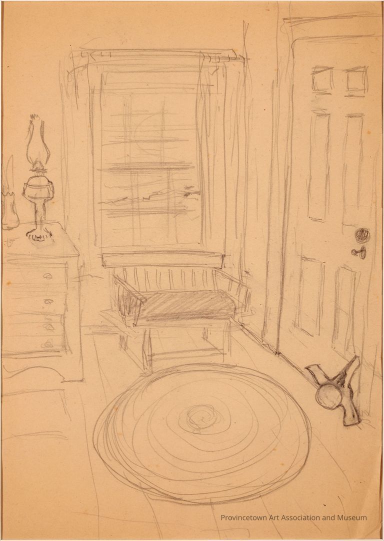 Untitled (Study of Bench Under Window in Between Desk and Door, likely Hopper House)