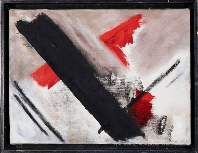 Black and red abstraction. White and gray background.