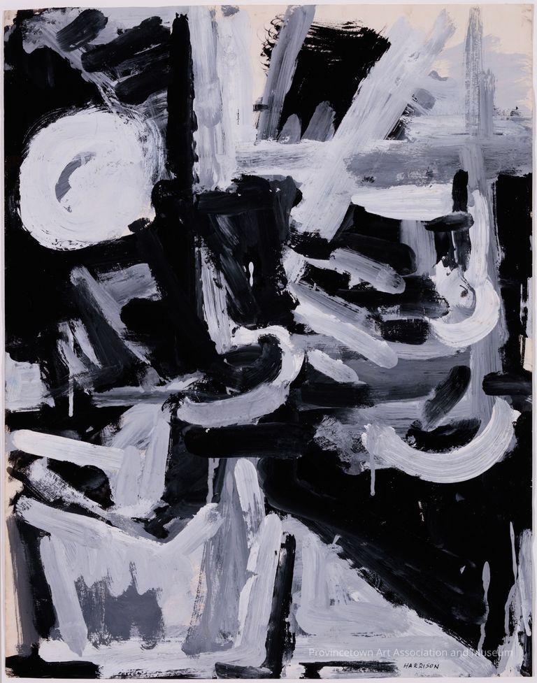 Thick black and white brushstrokes