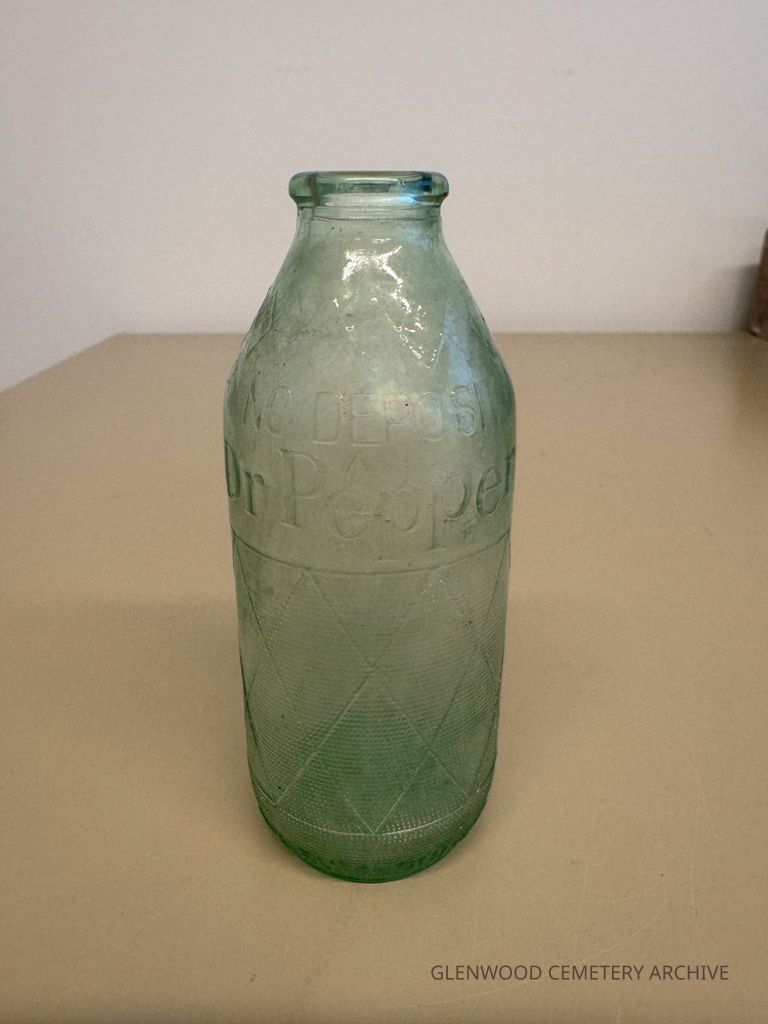 1960s Green Glass Dr Pepper Soda "Hand Grenade" Bottle