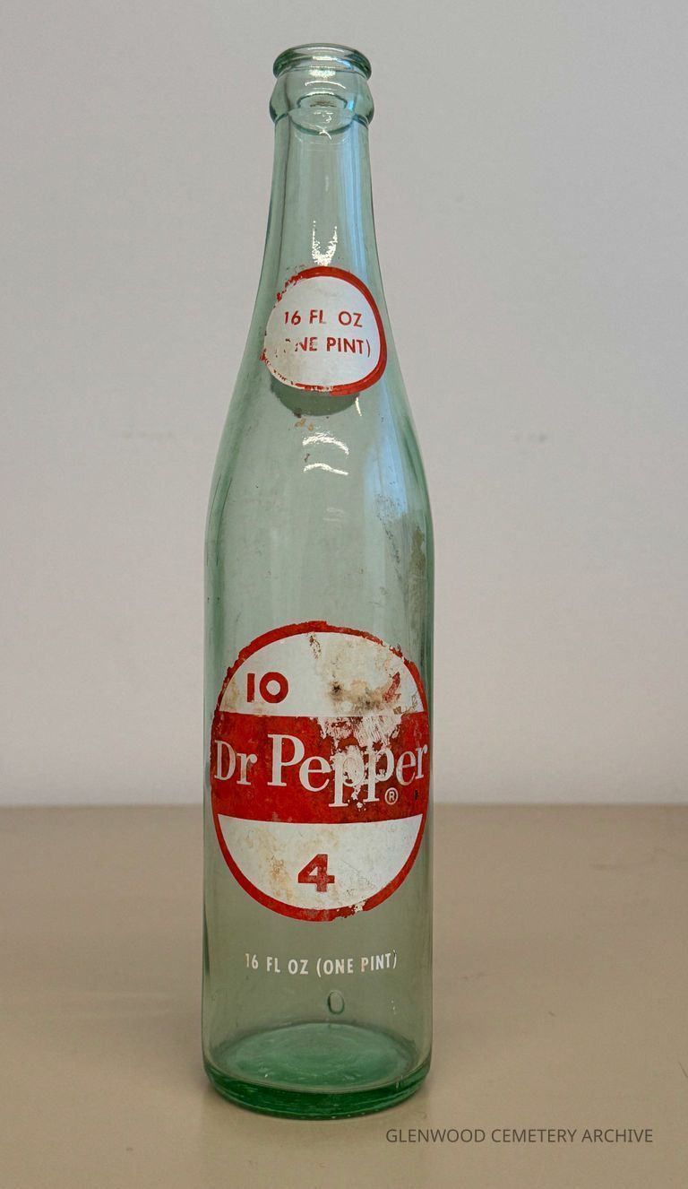 1950s -1970s Green Glass Dr. Pepper Bottle with the "10-2-4" logo