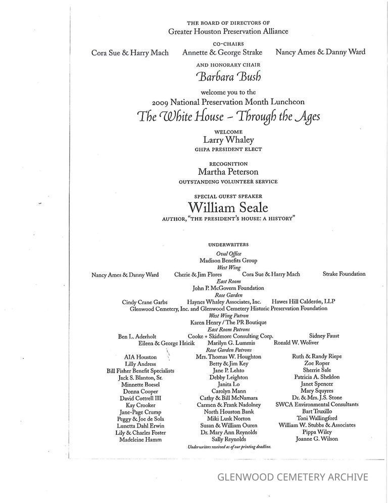 2009 National Preservation Month Luncheon The White House - Through the Ages Program, Thank You cards, and Notes