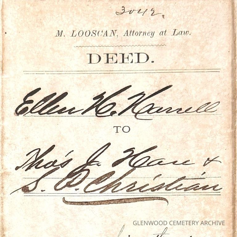 1877 Deed of Sale from Ellen H. Harnell to Thomas J. House and S.P. Christian