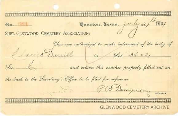 1909-1958 Memorandum of Sale and Burial Permits of Christ Episcopal Church